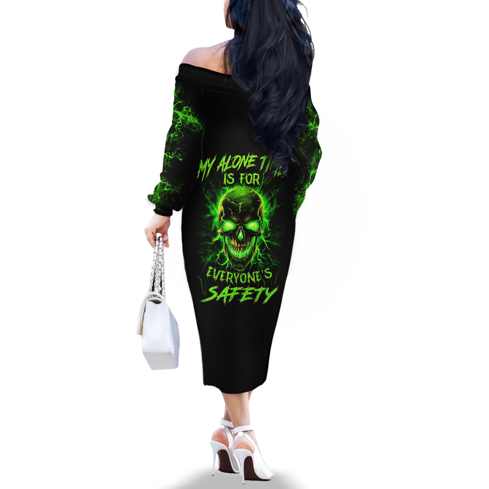 flame-skull-off-the-shoulder-long-sleeve-dress-my-alone-time-is-for-everyone-safe