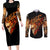 fire-skull-couples-matching-long-sleeve-bodycon-dress-and-long-sleeve-button-shirts-flame-skull-ride-or-die