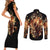 fire-skull-couples-matching-short-sleeve-bodycon-dress-and-long-sleeve-button-shirts-flame-skull-ride-or-die