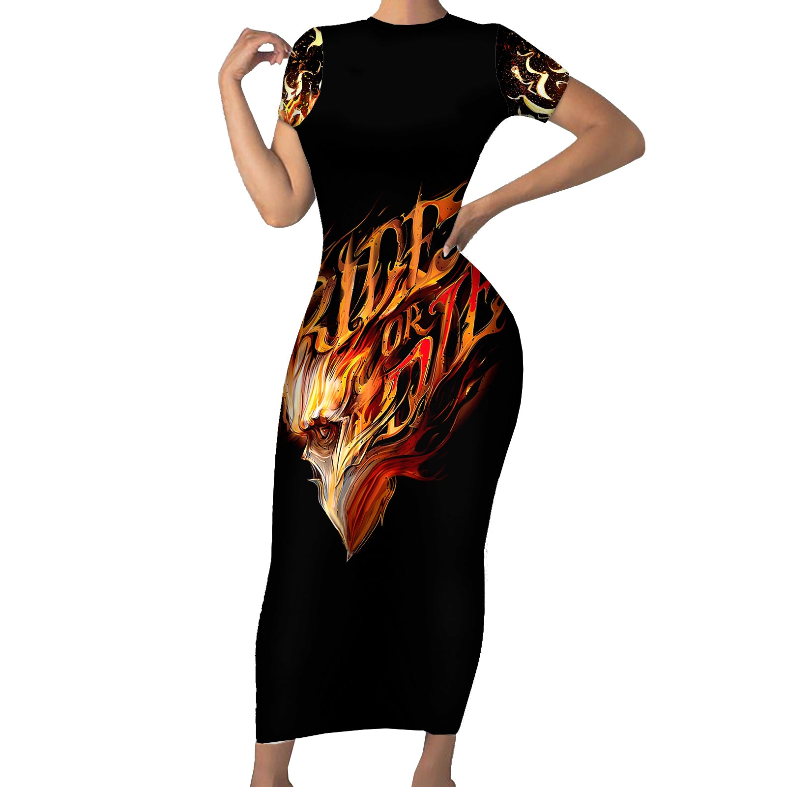 fire-skull-short-sleeve-bodycon-dress-flame-skull-ride-or-die