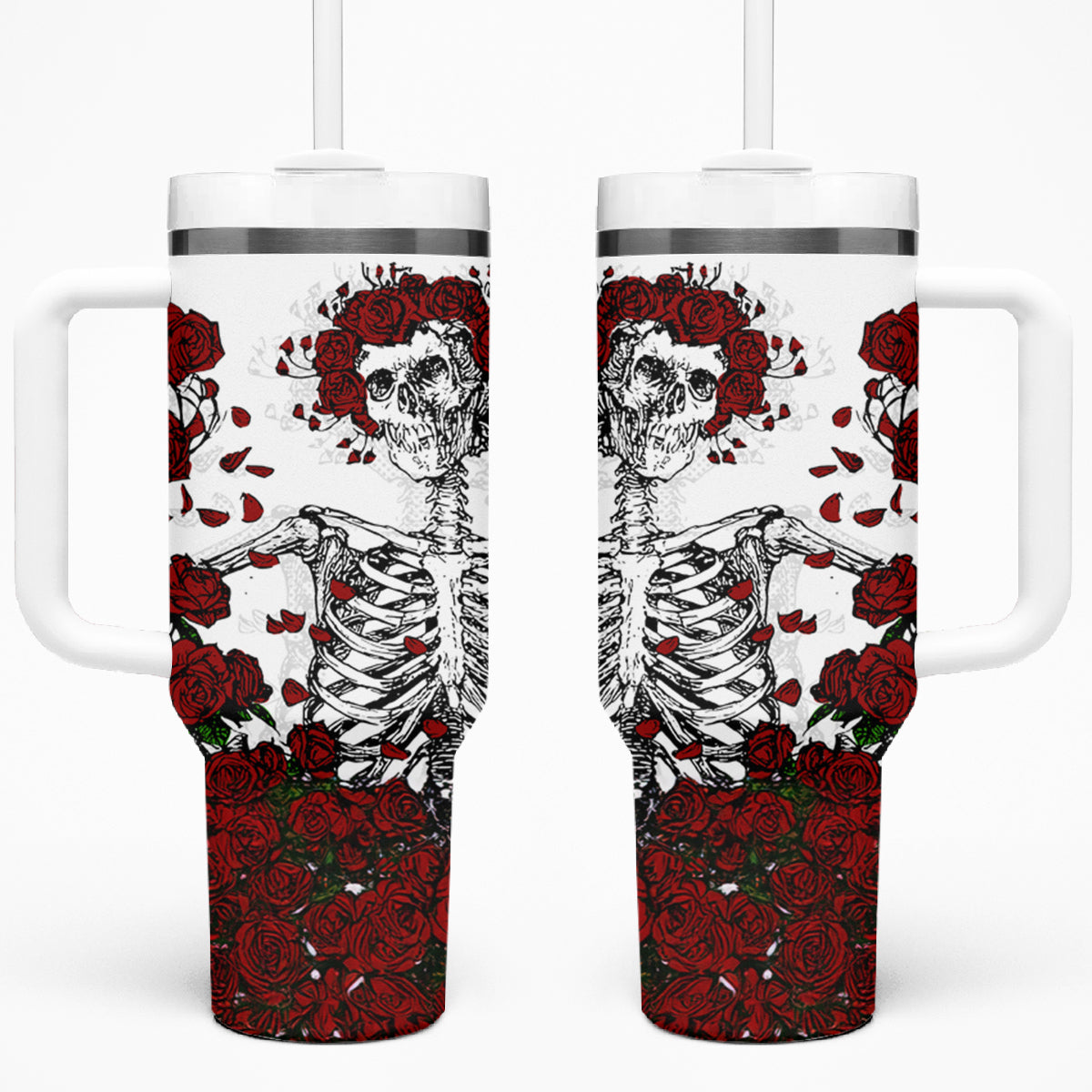 Rose Skull Tumbler With Handle Rose Skull Day Of The Dead