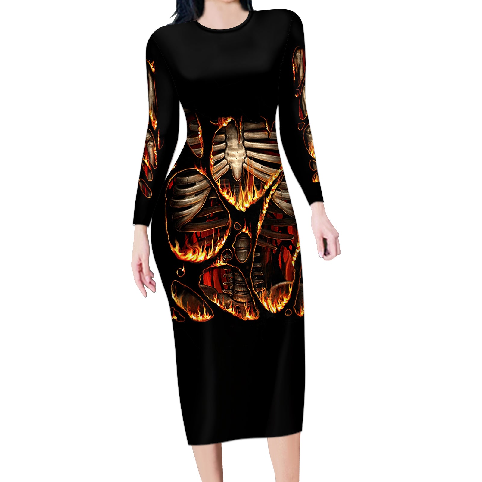 flame-skull-long-sleeve-bodycon-dress-flame-skeleton-inside-my-body