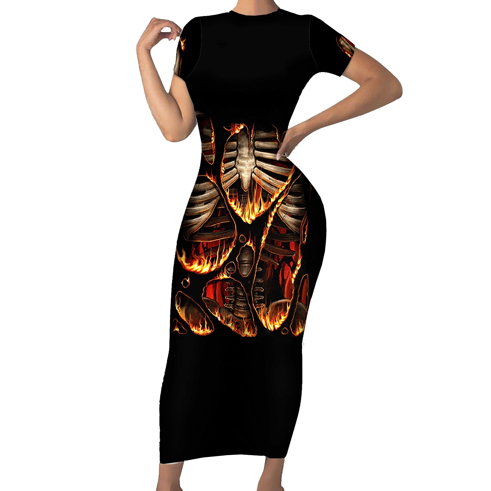 flame-skull-short-sleeve-bodycon-dress-flame-skeleton-inside-my-body