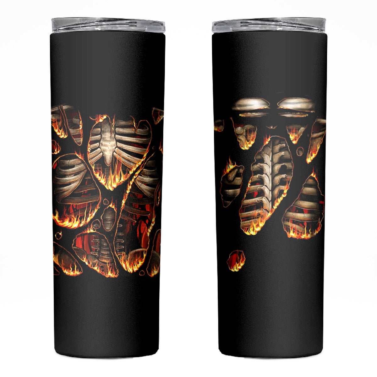 Flame Skull Skinny Tumbler Flame Skeleton Inside My Body