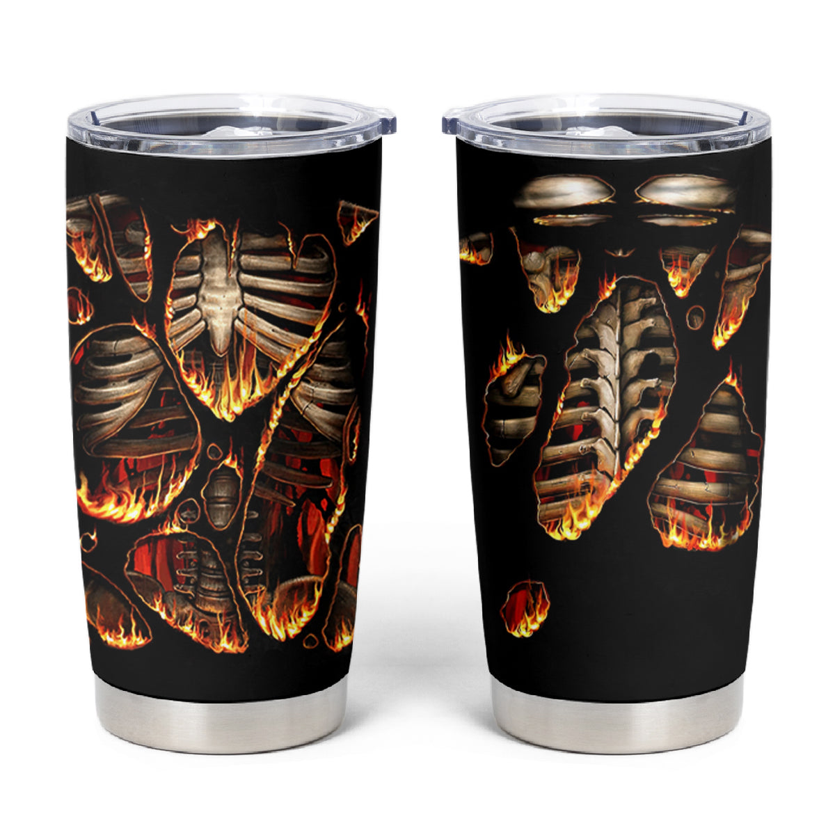 Flame Skull Tumbler Cup Flame Skeleton Inside My Body