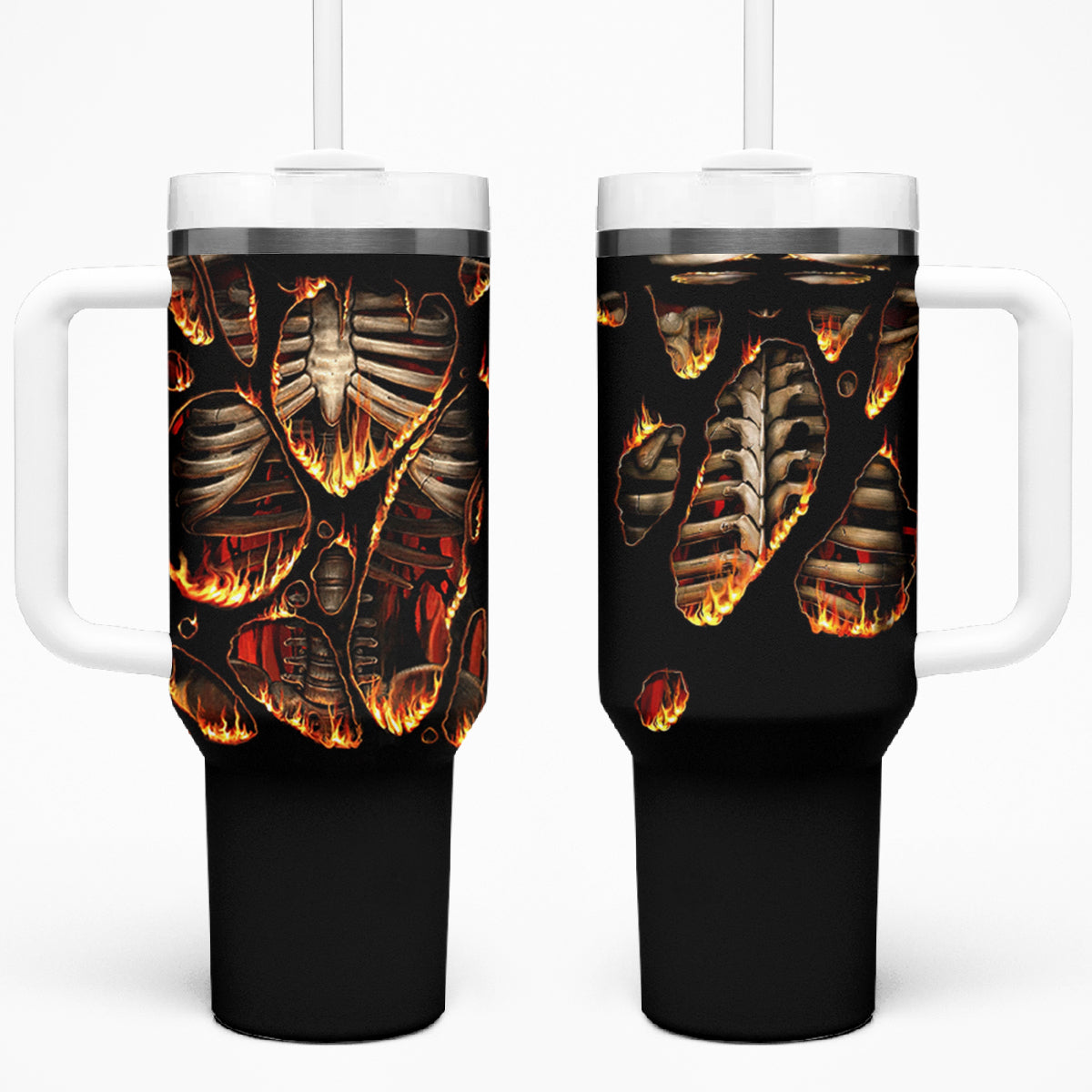 Flame Skull Tumbler With Handle Flame Skeleton Inside My Body