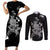 rose-skull-couples-matching-short-sleeve-bodycon-dress-and-long-sleeve-button-shirts-white-rose-skull-day-of-the-dead