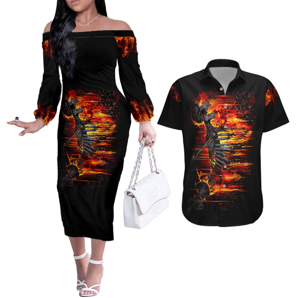 fire-skull-couples-matching-off-the-shoulder-long-sleeve-dress-and-hawaiian-shirt-dead-fire-skeleton-scream