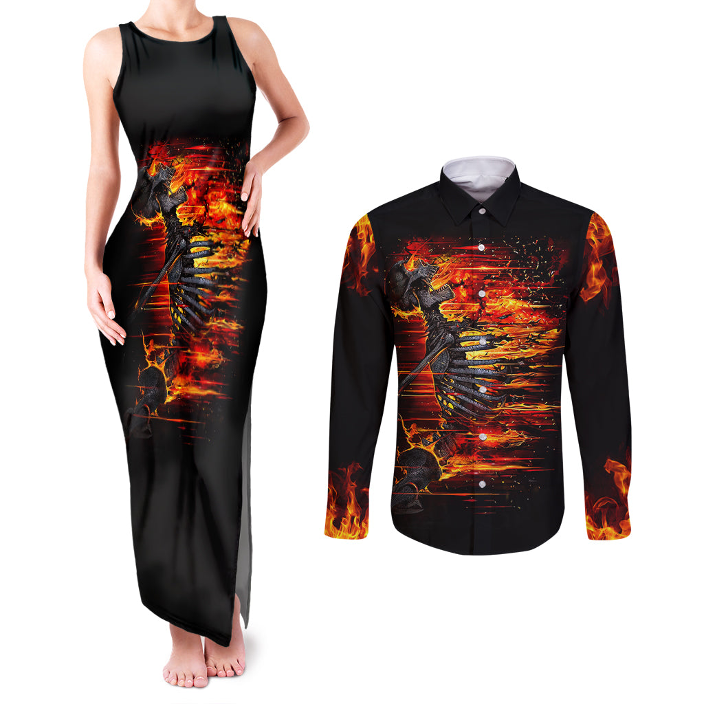 fire-skull-couples-matching-tank-maxi-dress-and-long-sleeve-button-shirts-dead-fire-skeleton-scream