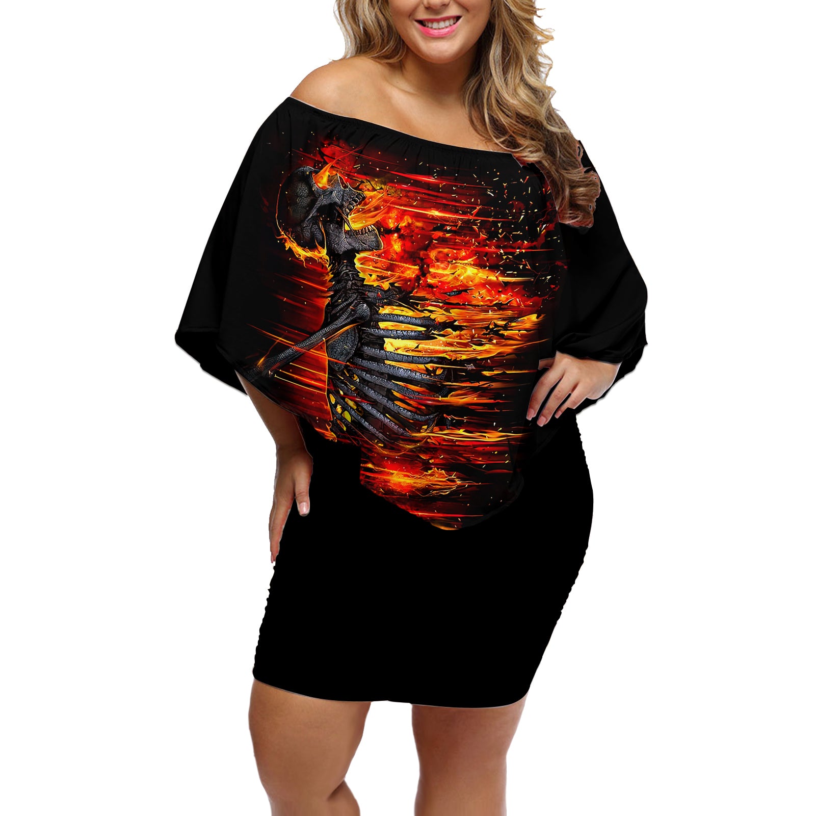 fire-skull-off-shoulder-short-dress-dead-fire-skeleton-scream