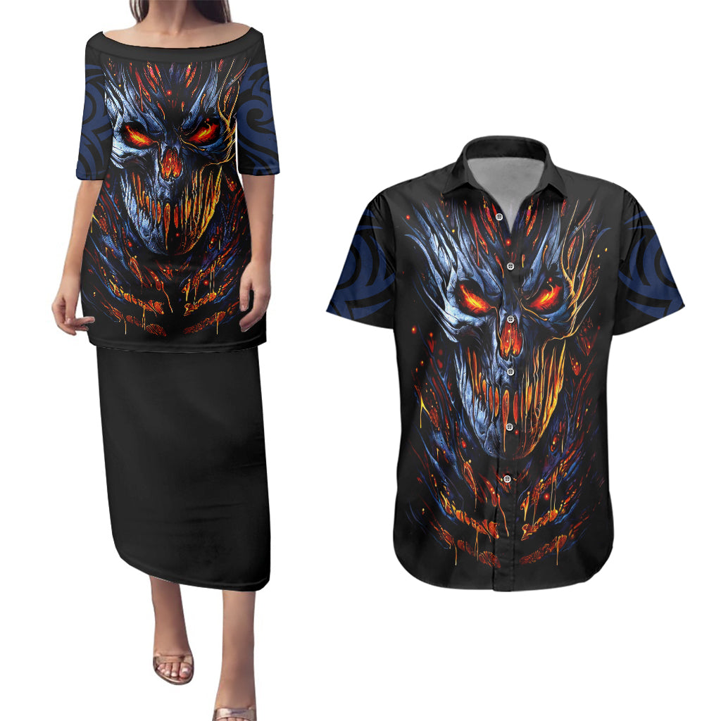 devil-skull-couples-matching-puletasi-dress-and-hawaiian-shirt-devil-face-scream