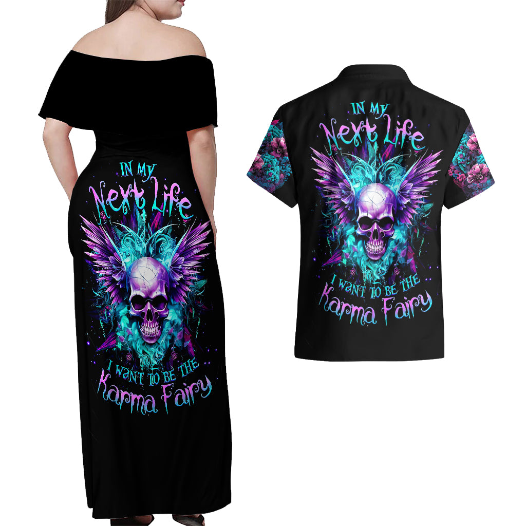 wings-skull-couples-matching-off-shoulder-maxi-dress-and-hawaiian-shirt-want-to-be-karma-fairy-rose-skull