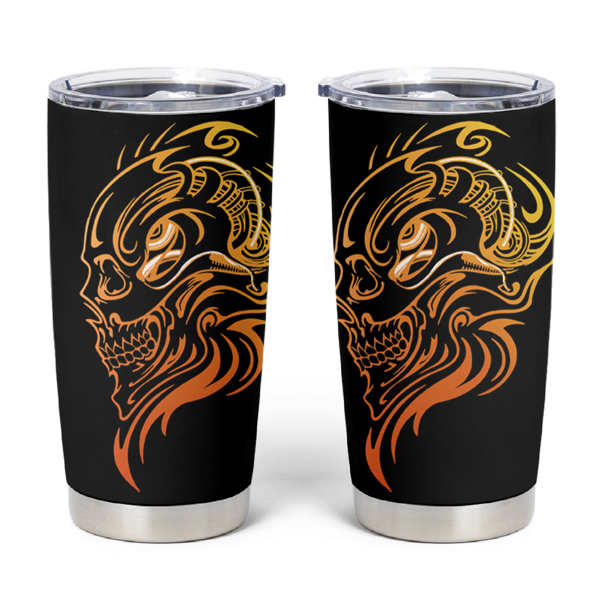 Tattoo Skull Tumbler Cup Golden Skull Face Tattoo