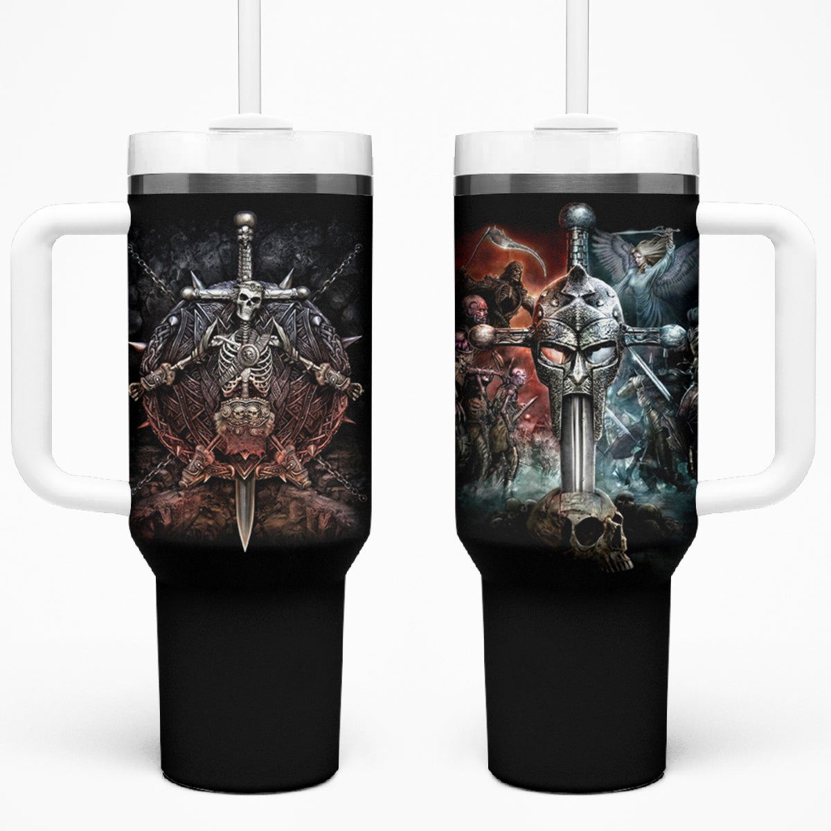 Warrior Skull Tumbler With Handle Skull Warrior Viking