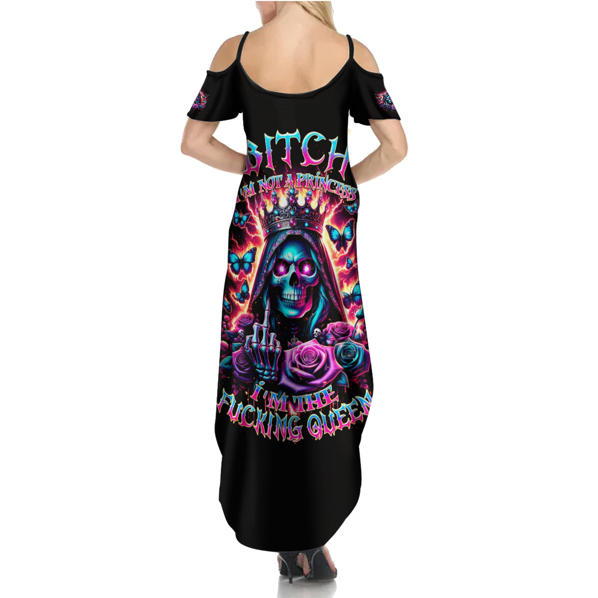 Thunder Skull Summer Maxi Dress Bitch I'm Not A Princess I'm The Fucking Queen