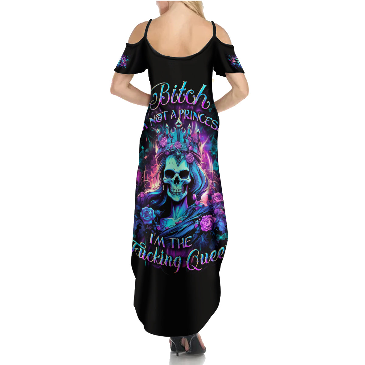 Rose Skull Summer Maxi Dress Bitch I'm Not A Princess I'm The Fucking Queen