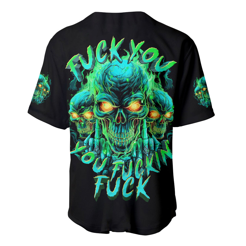 Flame Skull Baseball Jersey Fuck You You Fuckin Fuck