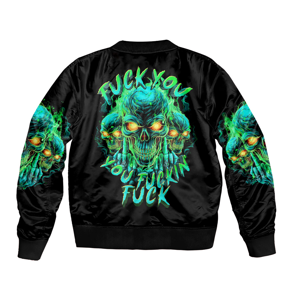 Flame Skull Bomber Jacket Fuck You You Fuckin Fuck