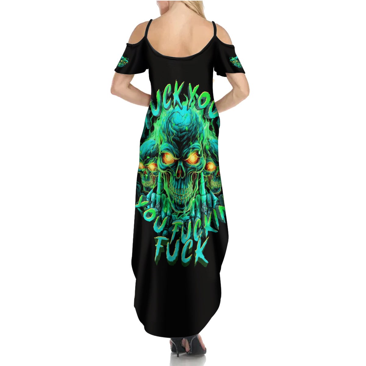 Flame Skull Summer Maxi Dress Fuck You You Fuckin Fuck