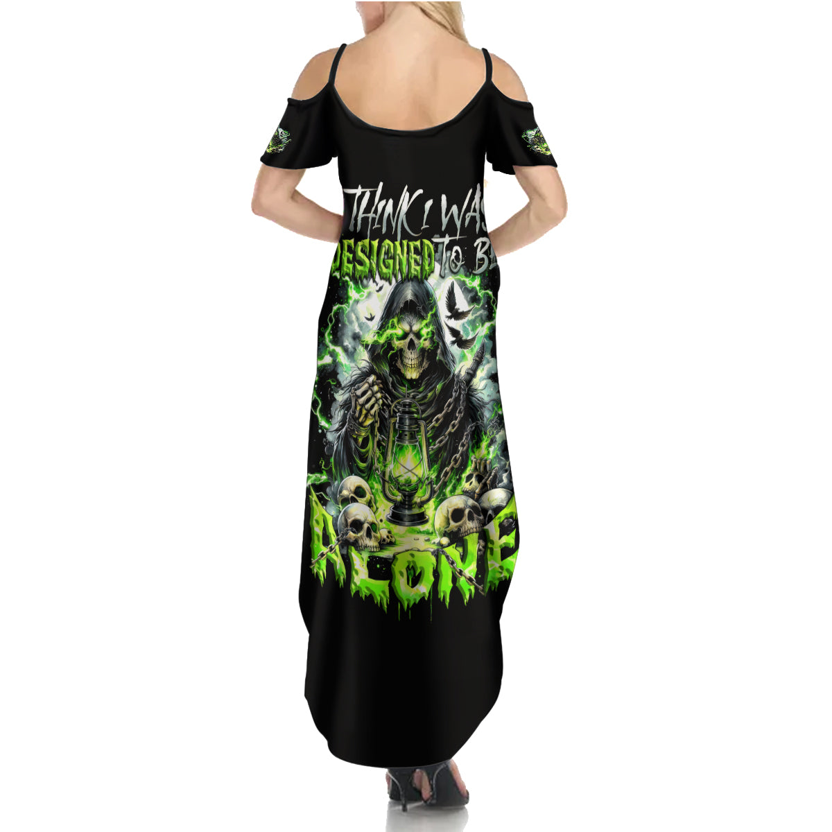 Reaper Skull Summer Maxi Dress I Think I Was Designed To Be Alone