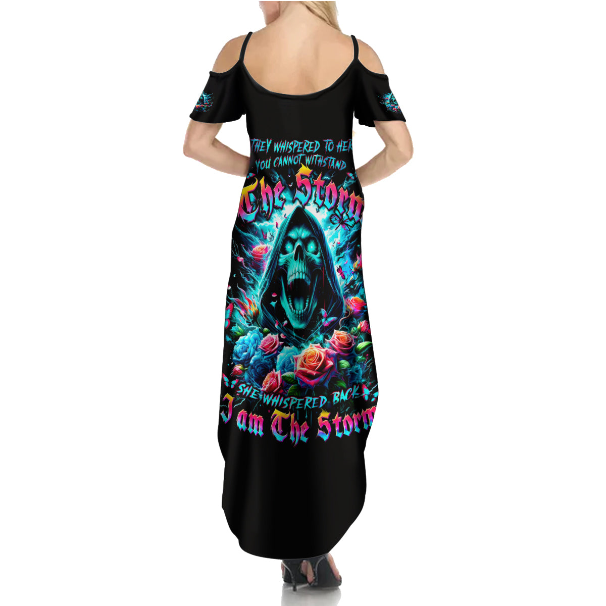 Rose Skull Summer Maxi Dress She Whispered Back Iam The Storm