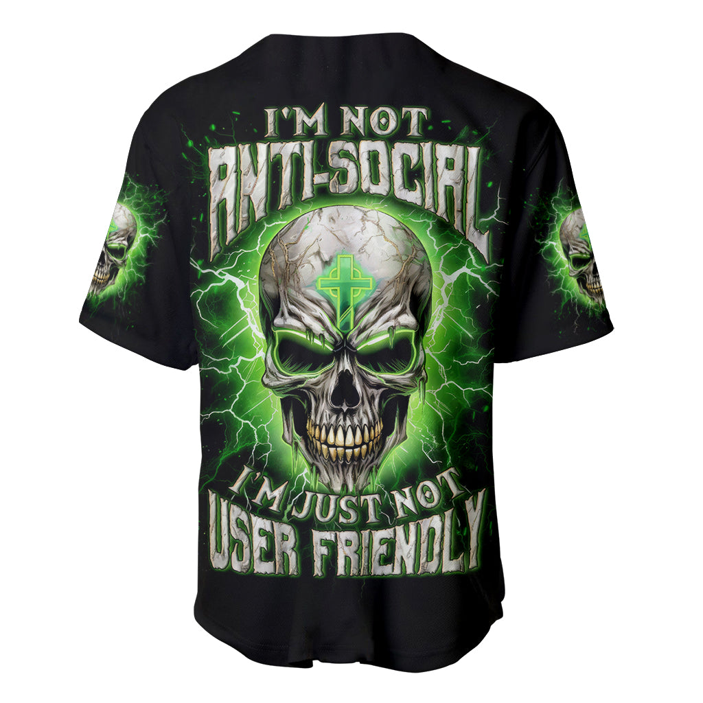 Thunder Skull Baseball Jersey I'm Not Anti-Social I Must Not User Friendly