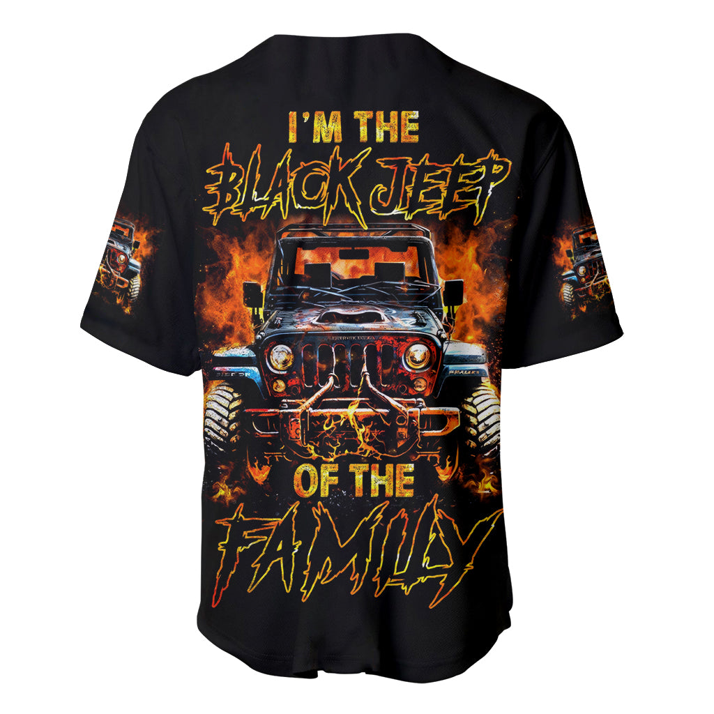 Flame Jeep Baseball Jersey I'm The Black Jeep Of The Family