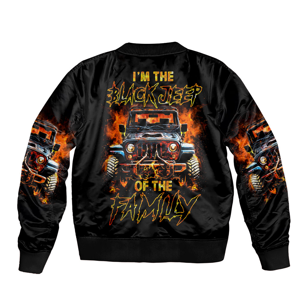 Flame Jeep Bomber Jacket I'm The Black Jeep Of The Family