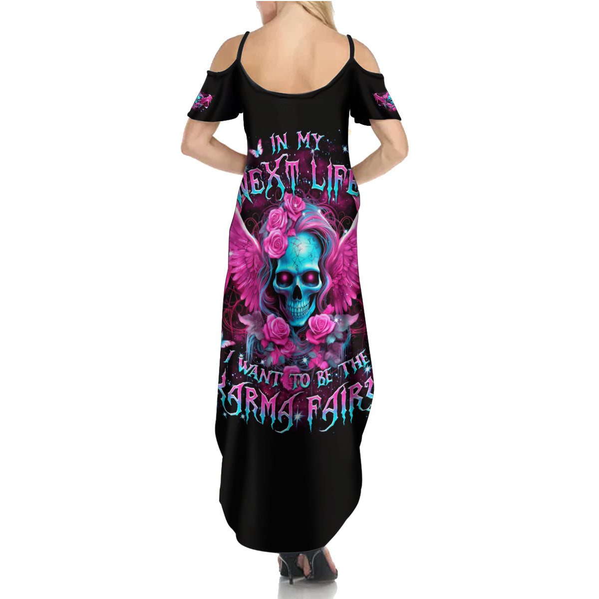 Skull Lady Summer Maxi Dress In My Next Life I Want To Be The Karma Fairy