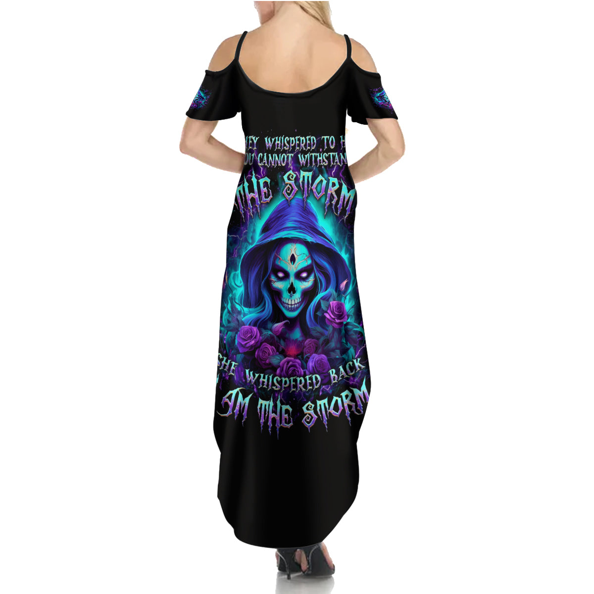 Skull Lady Summer Maxi Dress Rose Skull She Whispered Back Iam The Storm