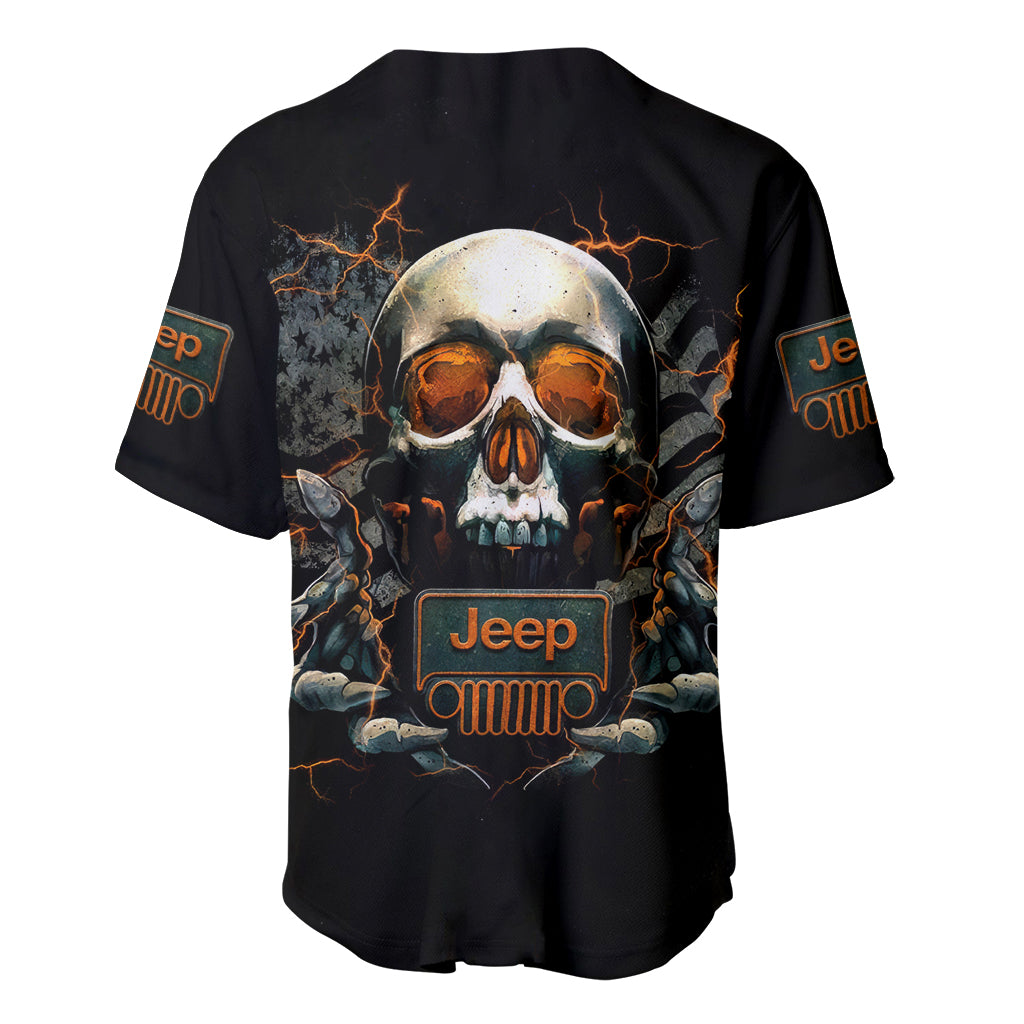 Skull Jeep Baseball Jersey Skull Flag Jeep Life