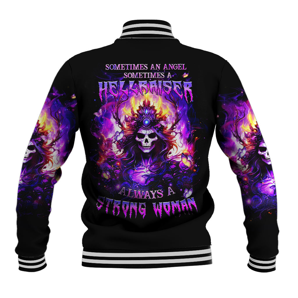 Queen Skull Baseball Jacket Sometimes An Angel Somethimes Hellraiser Always A Strong Woman