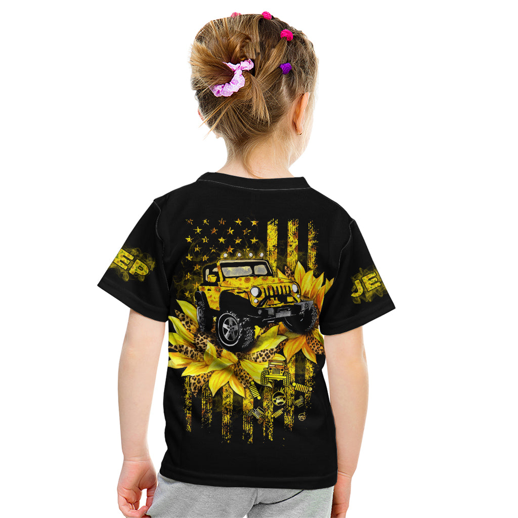 Sunflower Jeep Kid T Shirt American Flag Sunflower Jeep