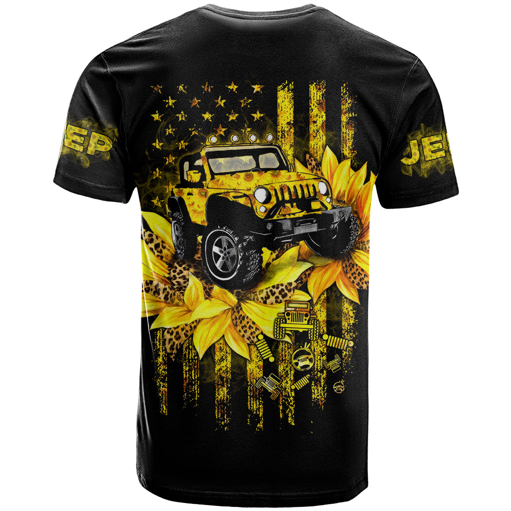 Sunflower Jeep T Shirt American Flag Sunflower Jeep