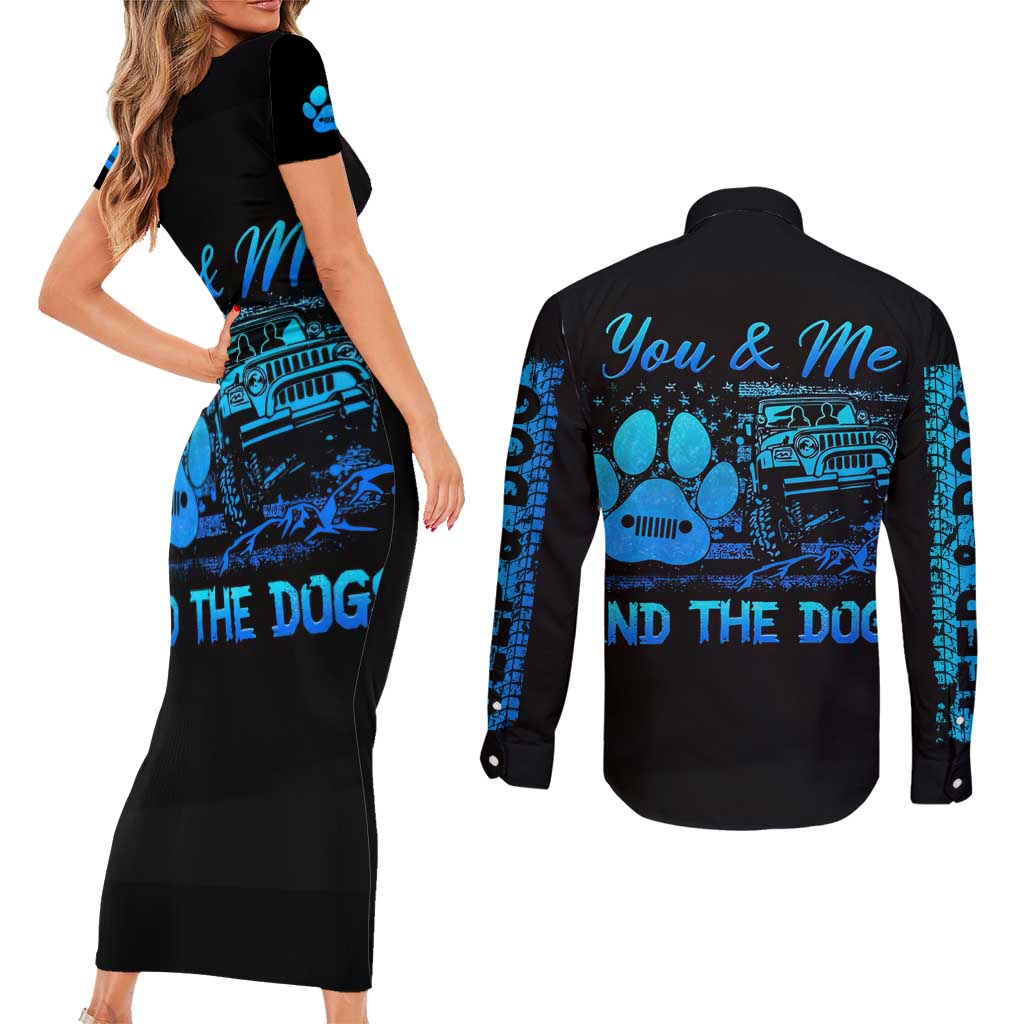 Jeep Life Couples Matching Short Sleeve Bodycon Dress and Long Sleeve Button Shirt You & Me And The Dogs DT01