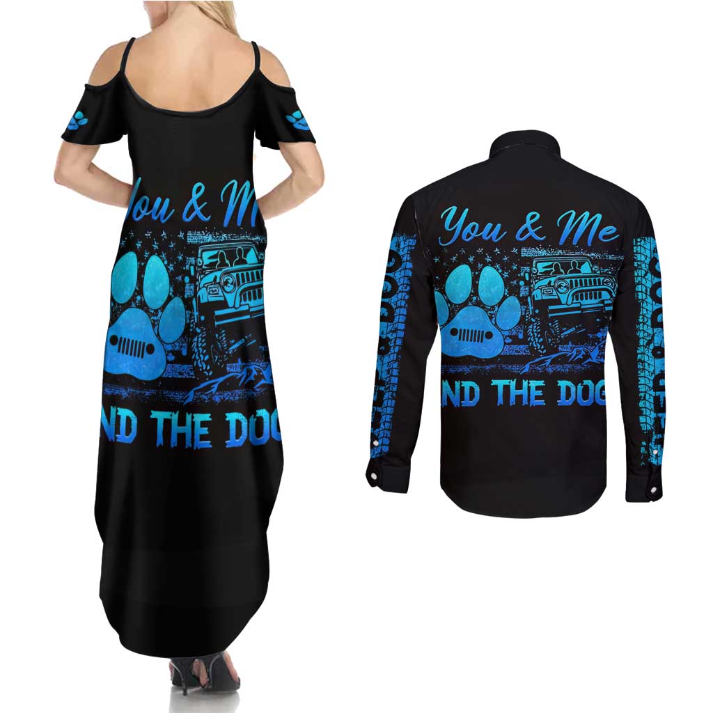 Jeep Life Couples Matching Summer Maxi Dress and Long Sleeve Button Shirt You & Me And The Dogs DT01