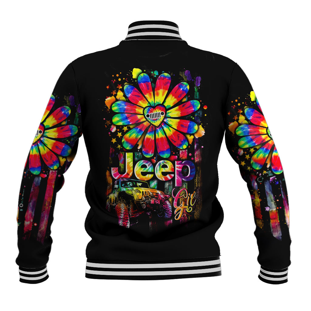 Hippie Jeep Baseball Jacket Daisy Jeep Girl