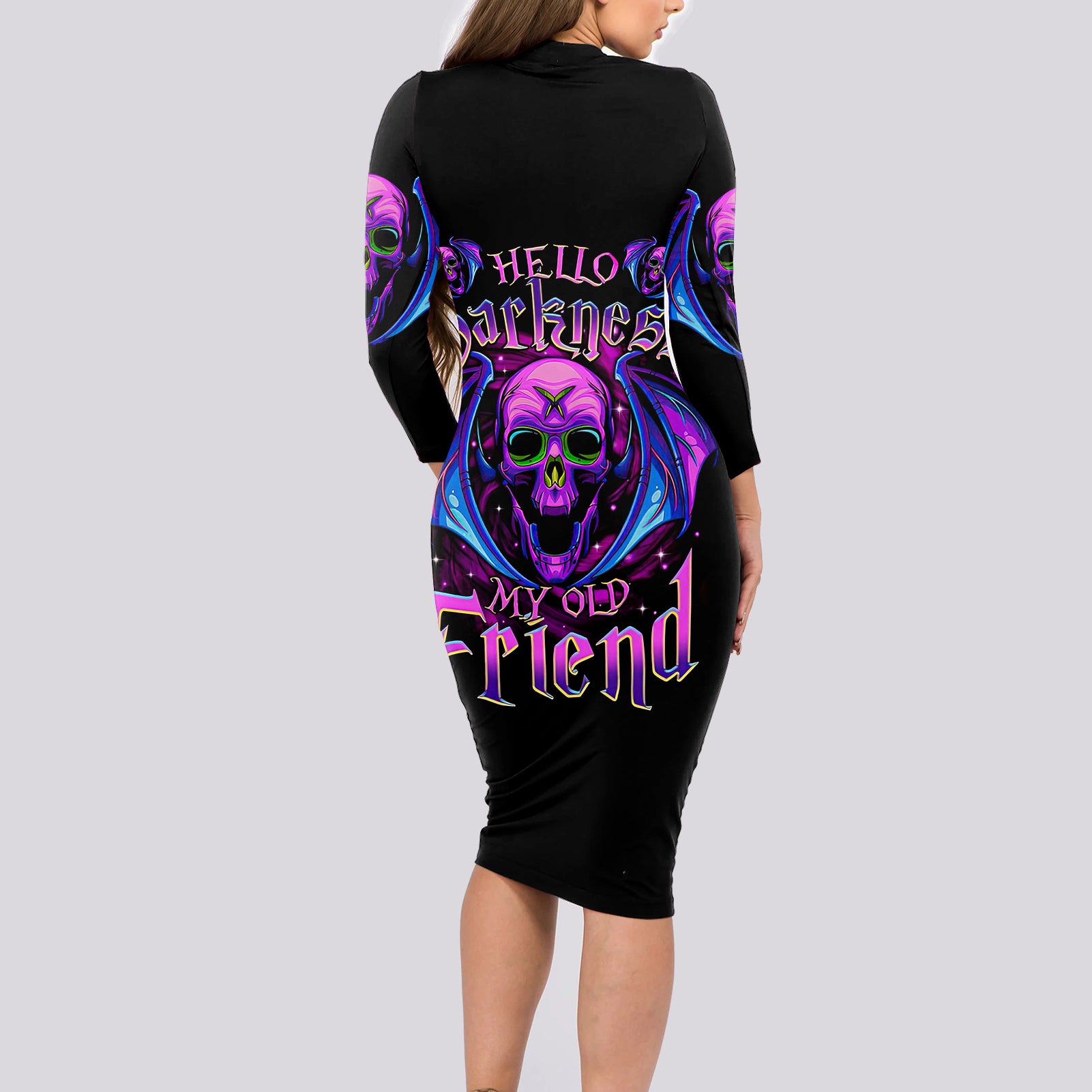 bat-skull-long-sleeve-bodycon-dress-bat-skull-hello-darkness-my-old-friend