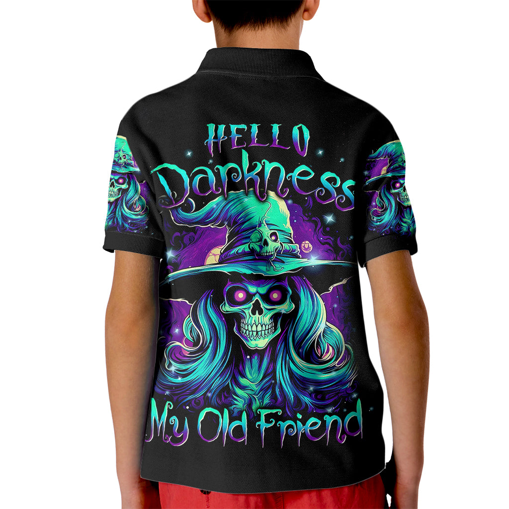 witch-skull-kid-polo-shirt-skull-witch-hello-darkness-my-old-friend