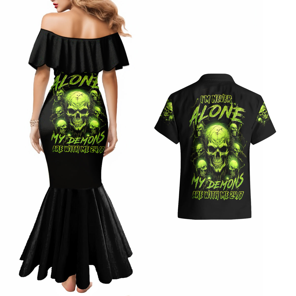 thunder-skull-couples-matching-mermaid-dress-and-hawaiian-shirt-thunder-skull-i-never-alone-my-demon-with-me-247