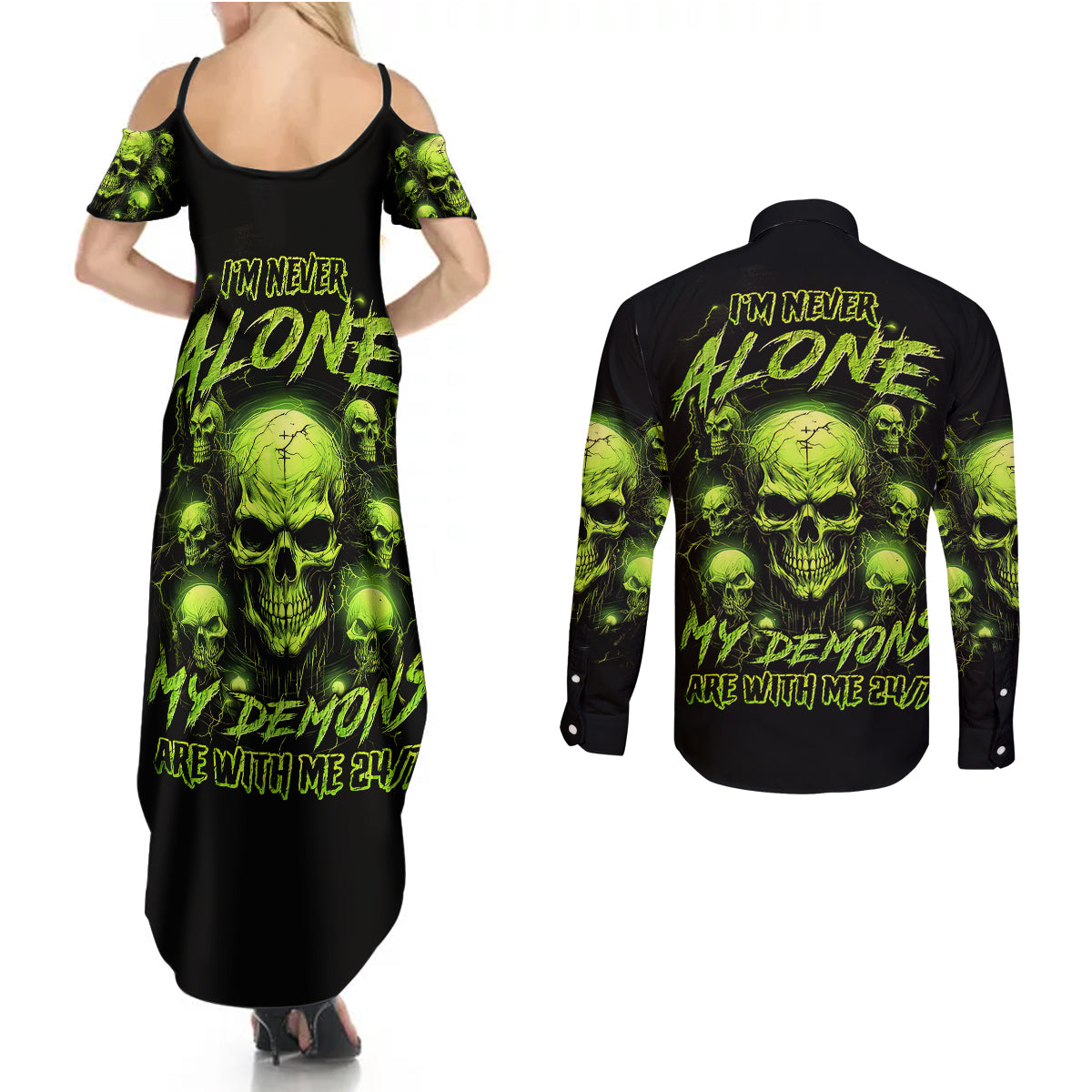 thunder-skull-couples-matching-summer-maxi-dress-and-long-sleeve-button-shirts-thunder-skull-i-never-alone-my-demon-with-me-247