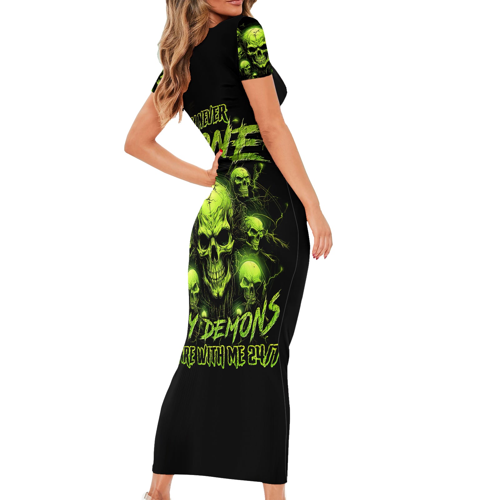 thunder-skull-short-sleeve-bodycon-dress-thunder-skull-i-never-alone-my-demon-with-me-247