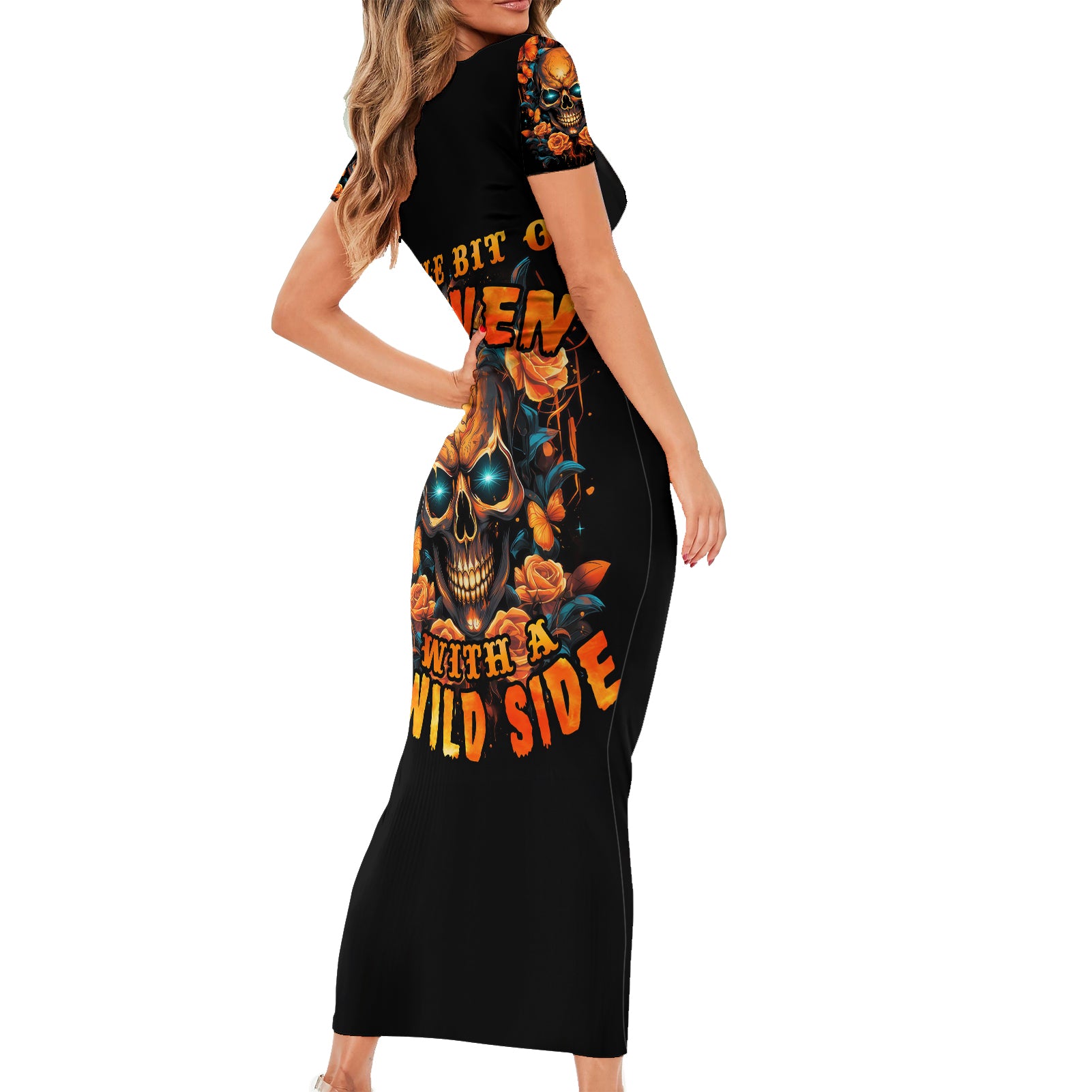 flower-skull-short-sleeve-bodycon-dress-litte-bit-of-heaven-with-a-wild-side