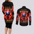 Flame Skull Couples Matching Long Sleeve Bodycon Dress and Long Sleeve Button Shirt I'm Never Alone My Demons Are With Me 24/7