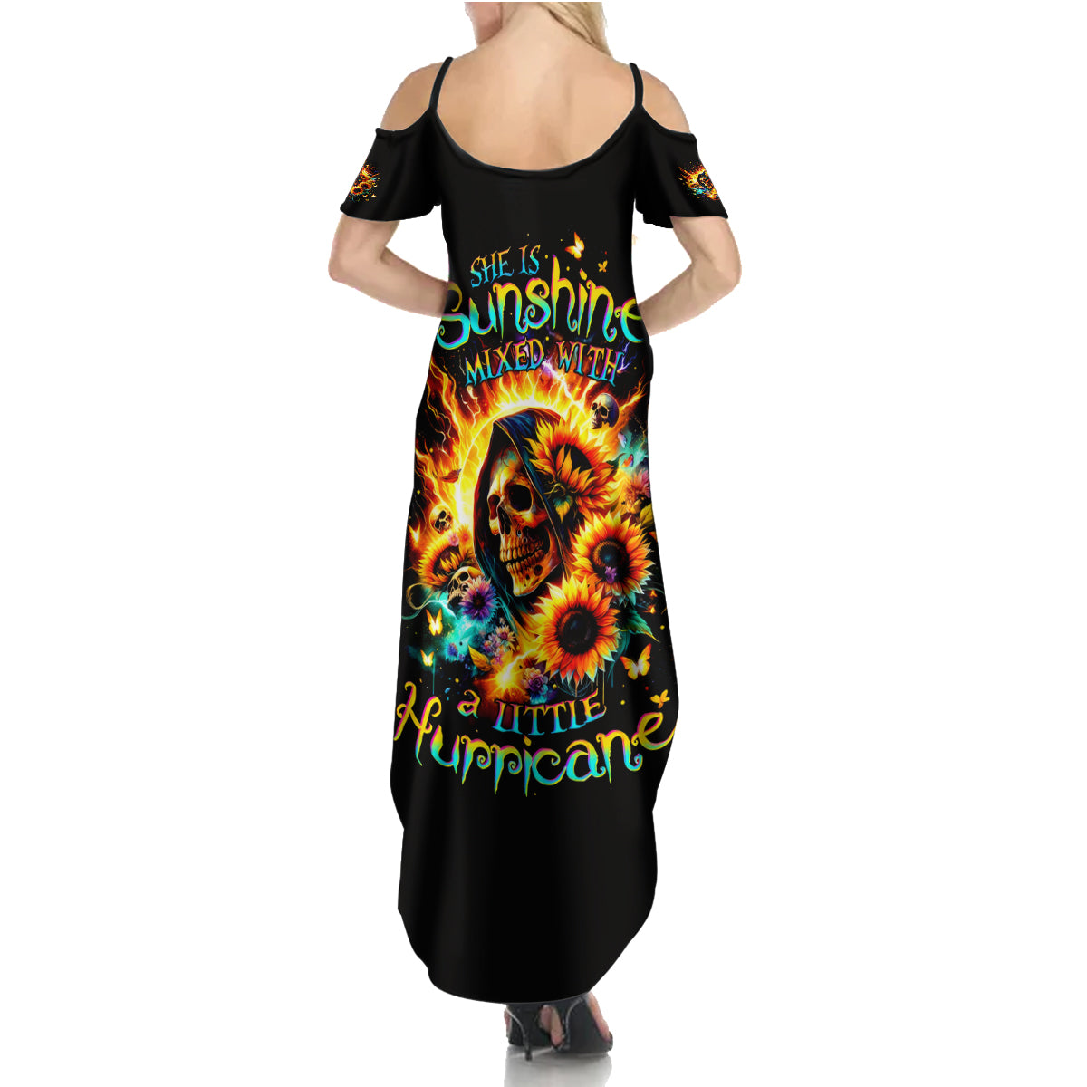 Sunflower Skull Summer Maxi Dress She Is Sunshine Mixed With A Little Hurricane