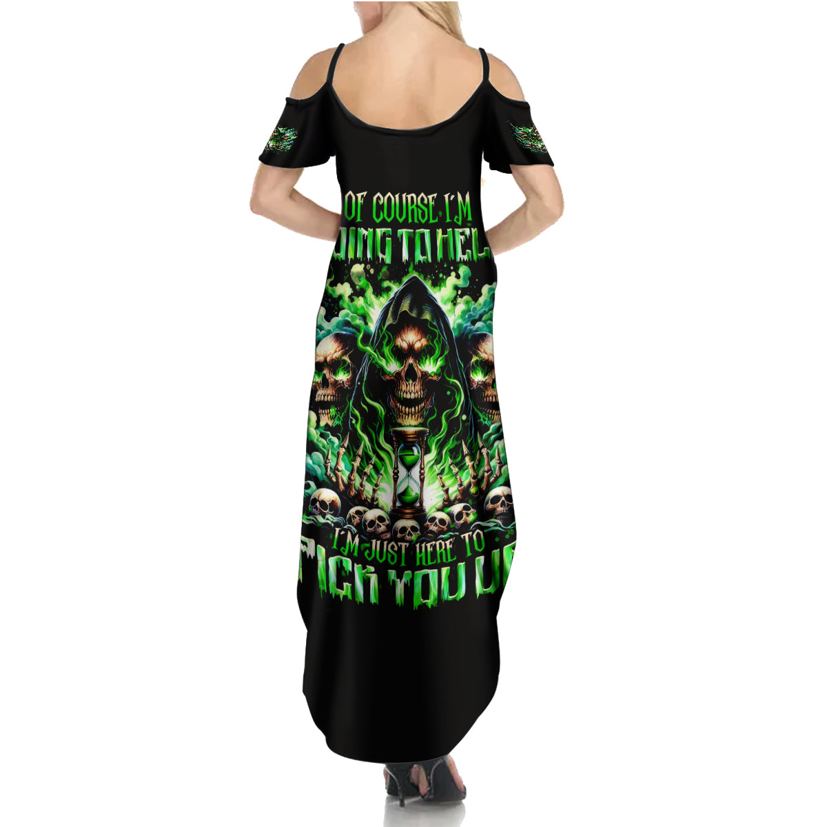 Witch Skull Summer Maxi Dress Of Course I'm Going To Hell I'm Just Here To Pick You Up