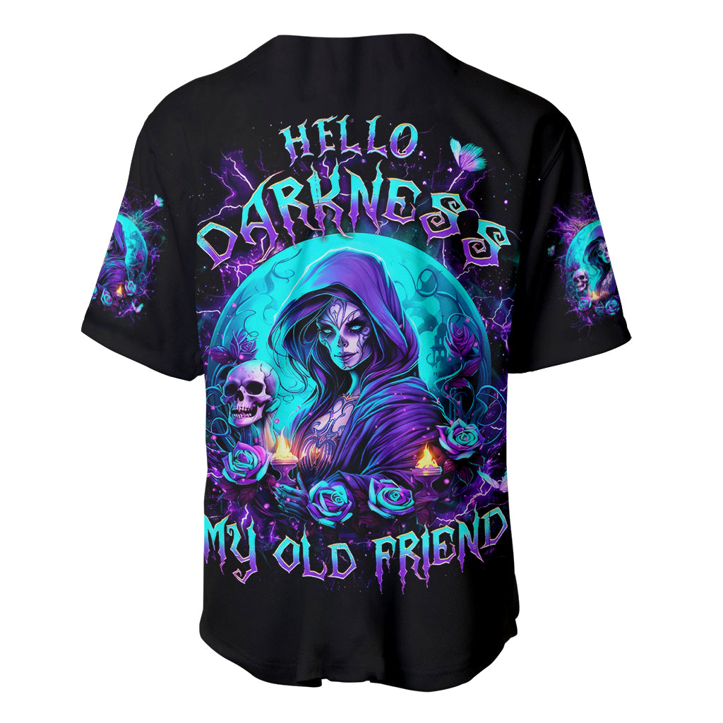 Witch Skull Baseball Jersey Hello Darkness My Old Friend