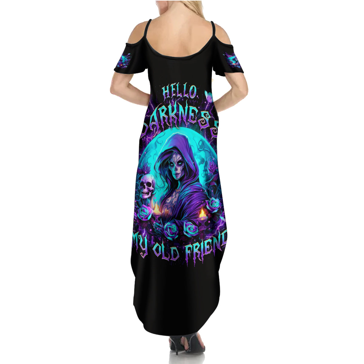 Witch Skull Summer Maxi Dress Hello Darkness My Old Friend