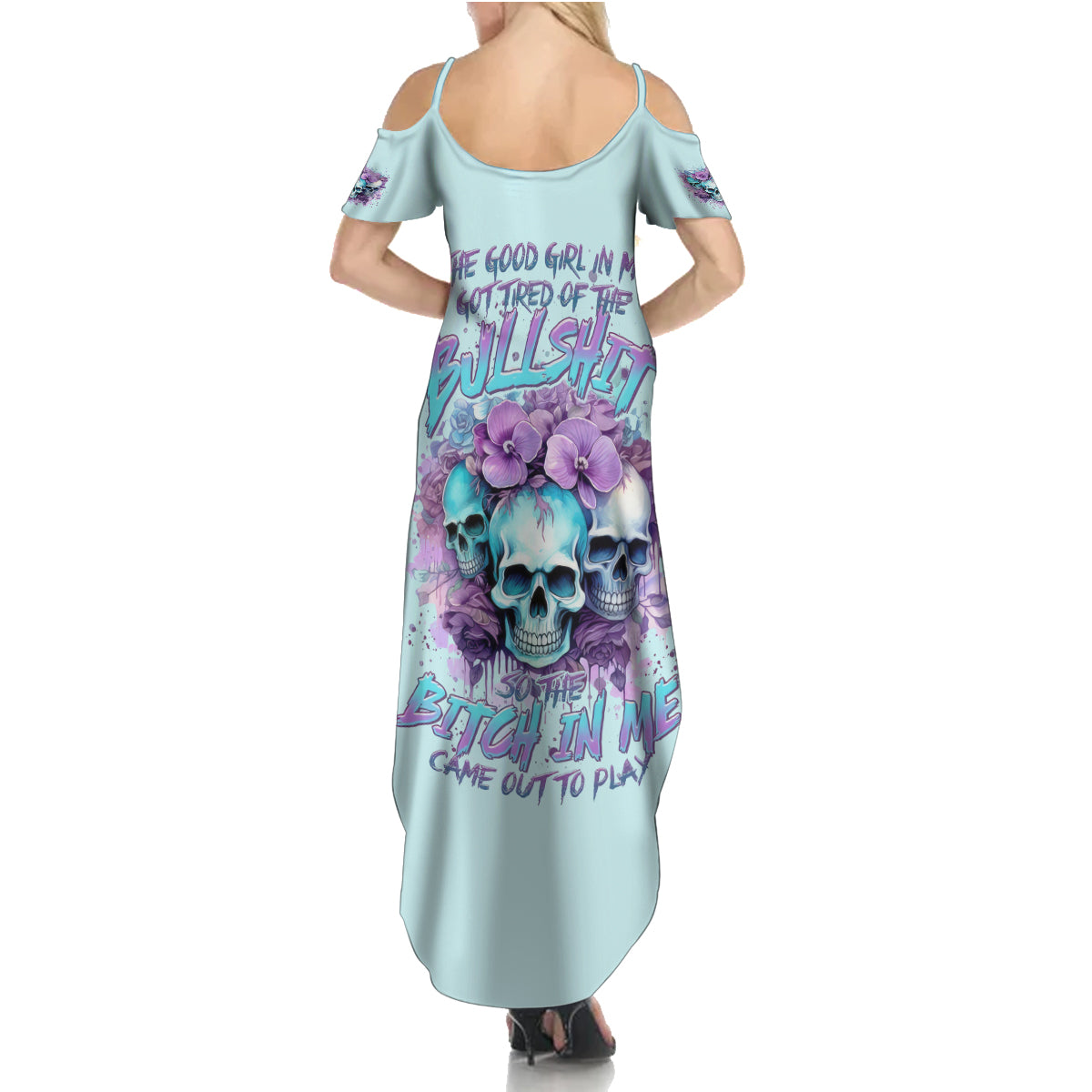 Flower Skull Angel Summer Maxi Dress The Good Girl In Me Got Tired Of The Bullshit