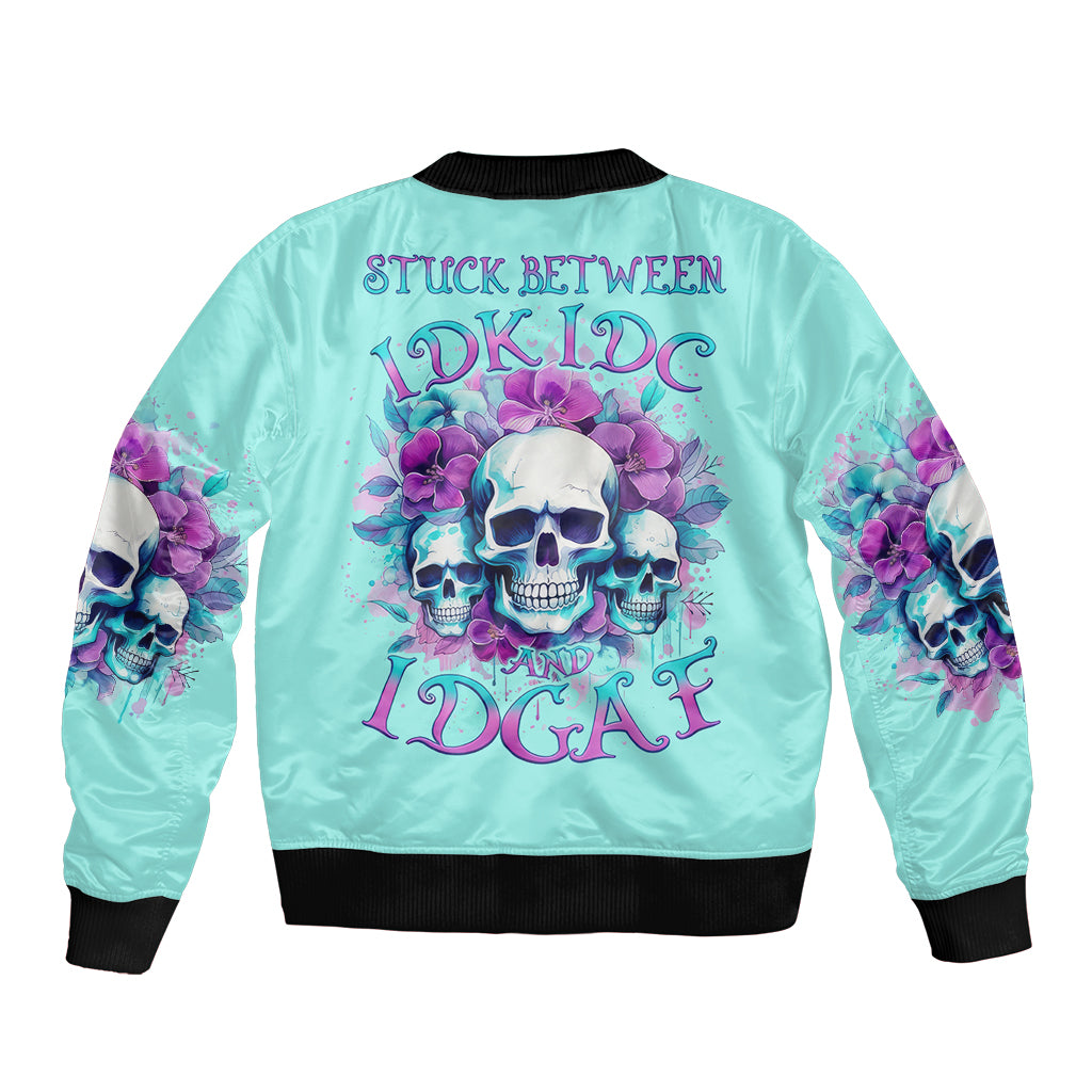 Flower Skull Angel Bomber Jacket Stuck Between IDK IDC and IDGAF